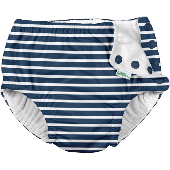I Play. By Green Sprouts Baby Snap Reusable Swim Diaper - Navy, Size 4T, Patented 3-Layer Design - View #13